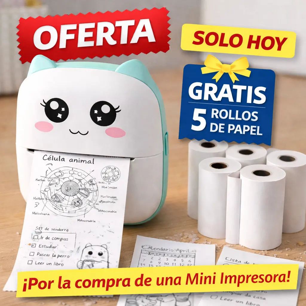MINI IMPRESORA DIGITAL + 5 ROLLOS DE PAPEL